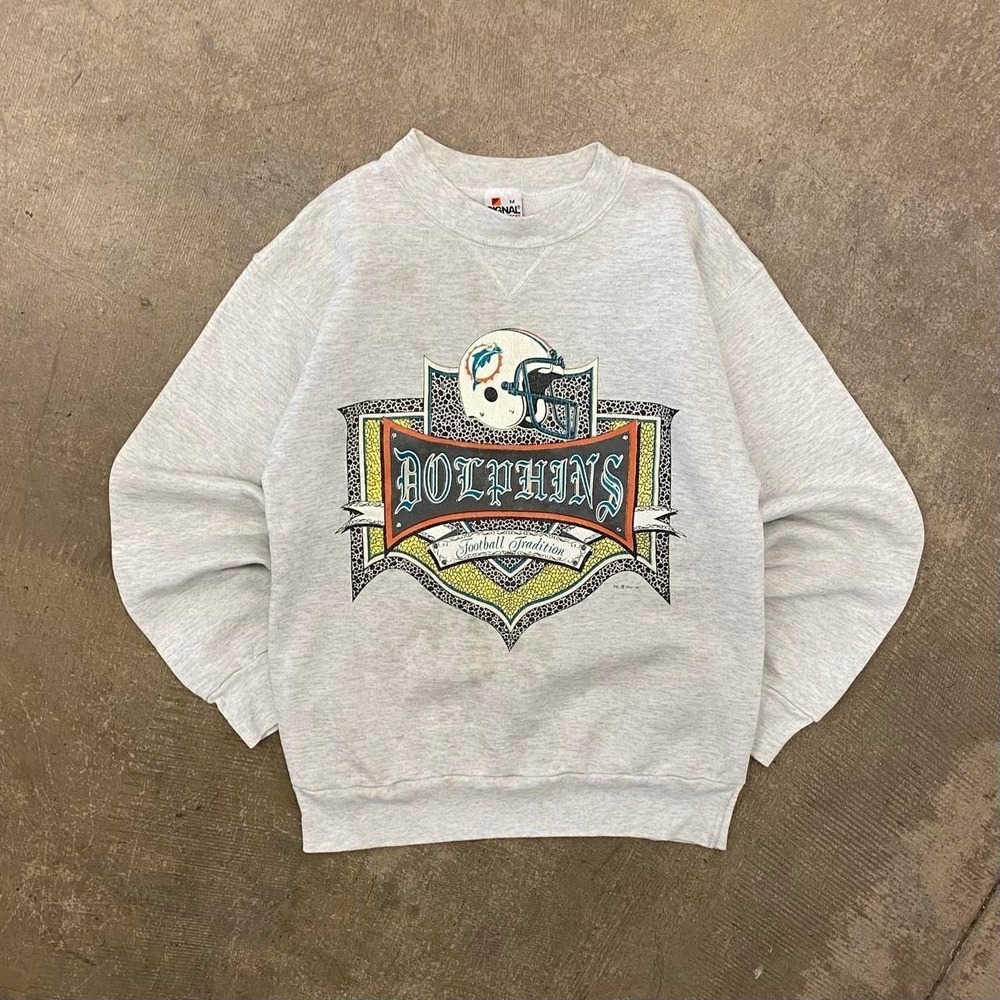 Vintage NFL Miami Dolphins Old English Signal Sports Football 90s Crewneck M